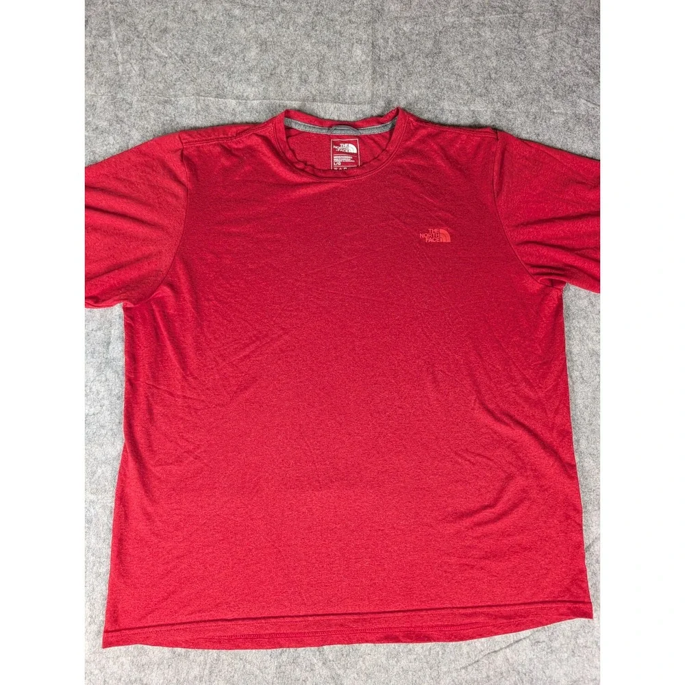 The North Face Mens FlashDry Short Sleeve Performance Tee Red Heathered Logo